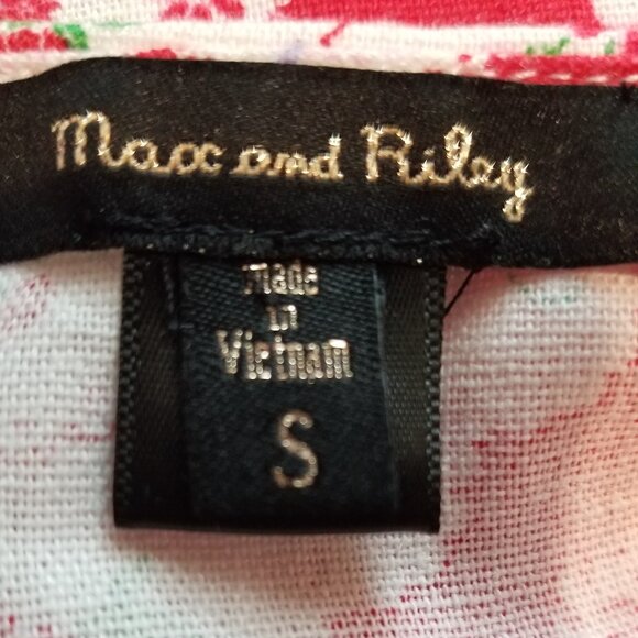 Max and Riley White Red Women Small Crop Top Western Shabby Chic Floral Linen - Picture 3 of 4